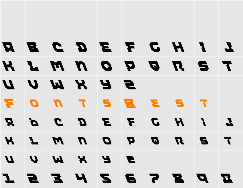 Airacobra Leftalic Character Map