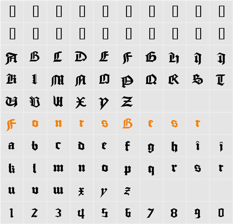 CathedralExtended Character Map