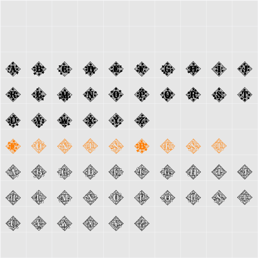 JFIvyLace Character Map