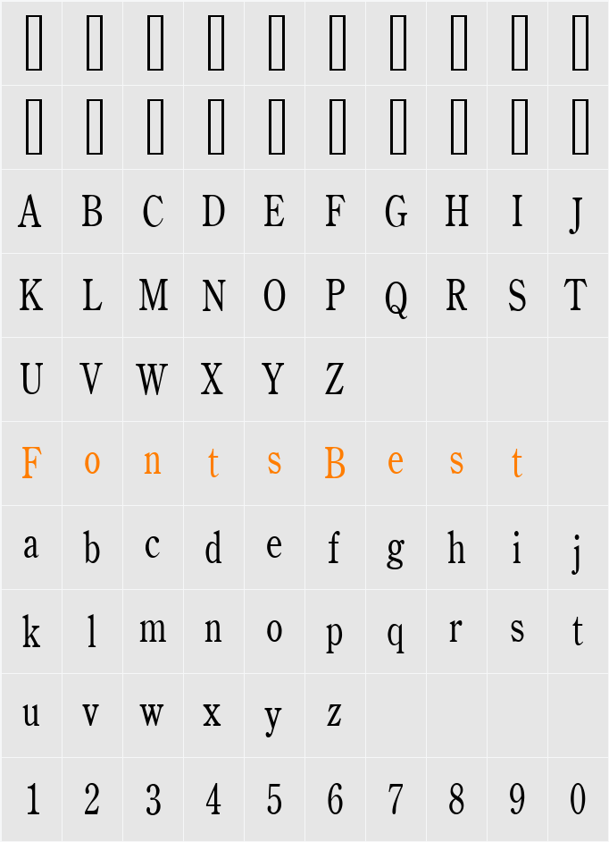 Cento Thin Character Map