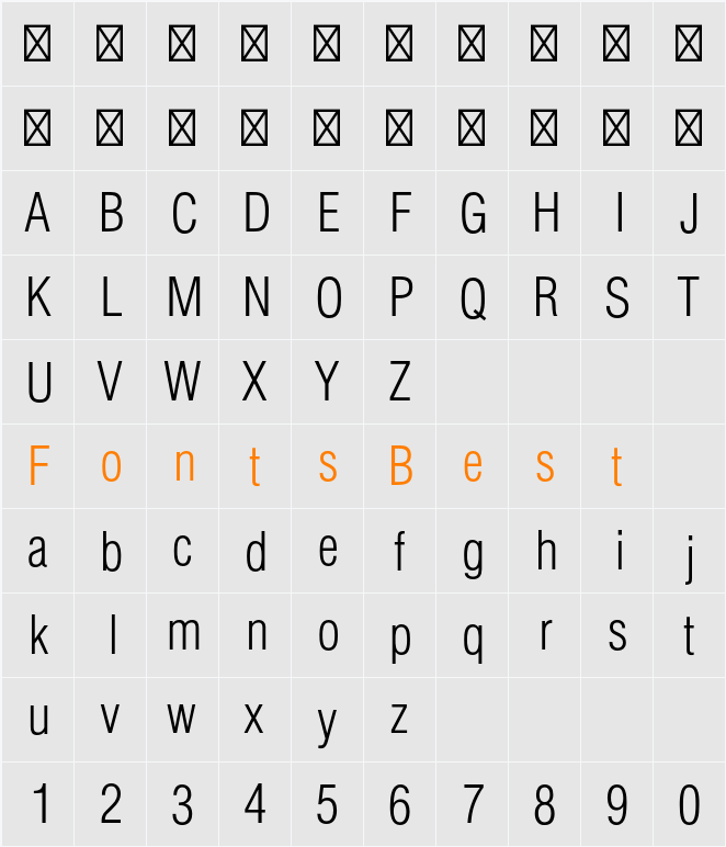 Helvetica LT Std Cond Light Character Map