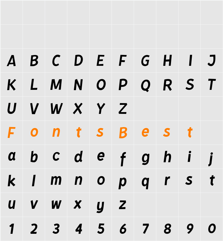 Kurri Island Italic Character Map