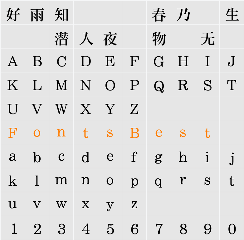 DFPLiSong-Md Character Map