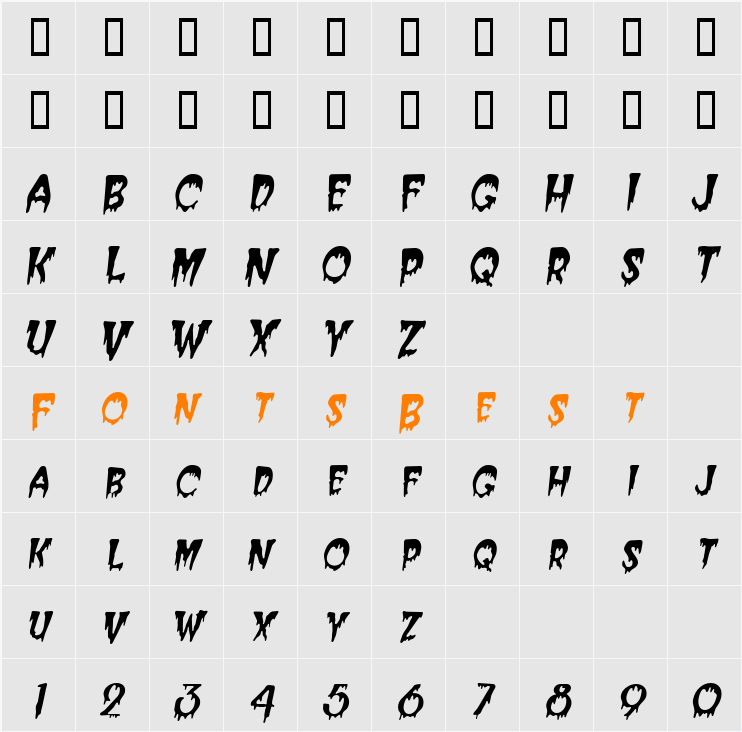 Creepy-Condensed Character Map