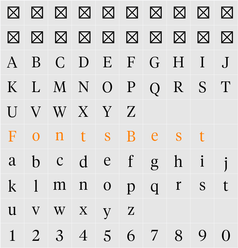 Tiempos Headline Light Character Map