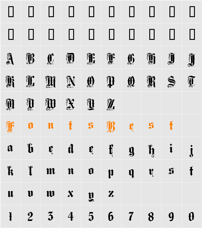 MiddleSaxonyText Character Map