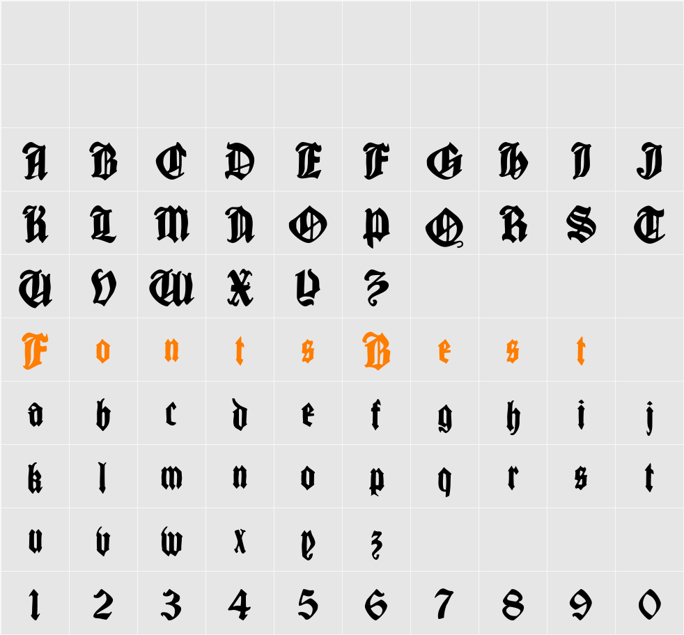 CantaraGotica Character Map