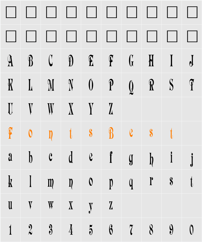 Aspen Character Map