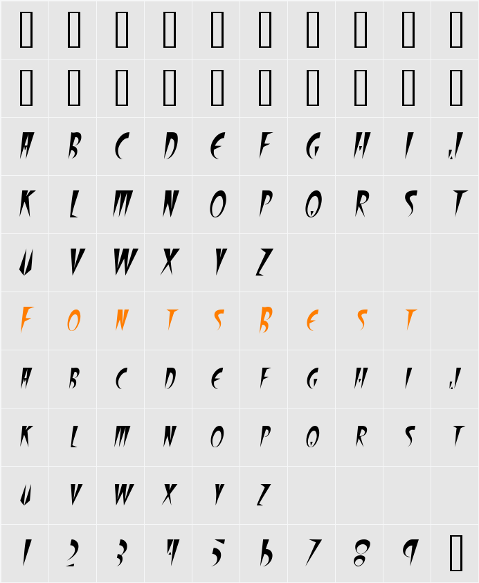 FangsSCapsSSK Character Map