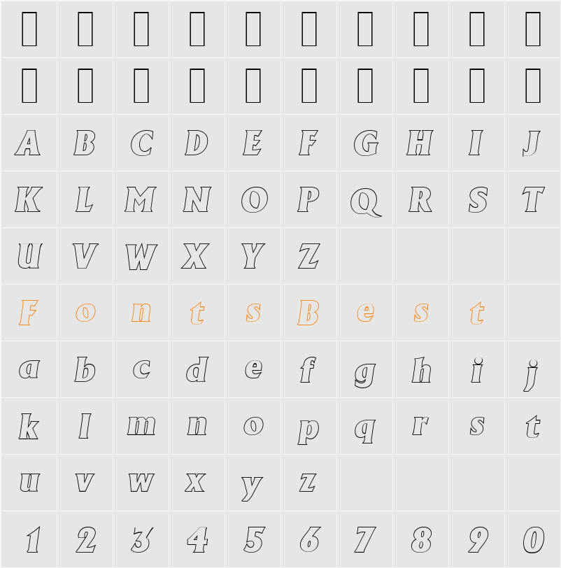 AdelonOutline-Heavy Character Map