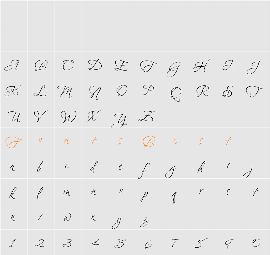 Ambiance BT Swash Character Map