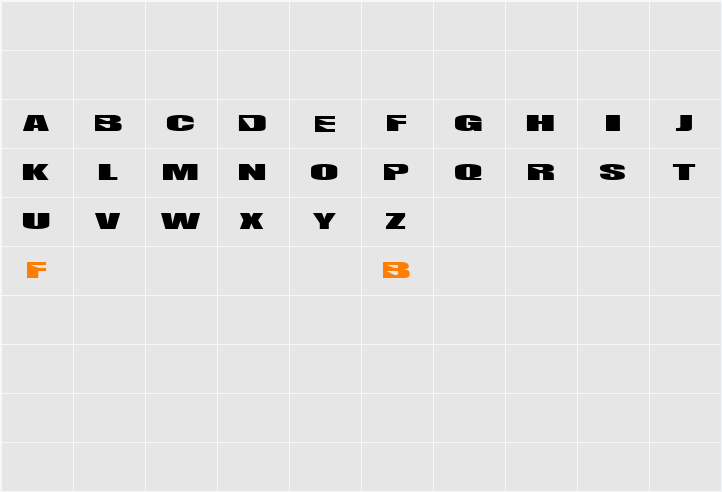 CUBIFONK Character Map