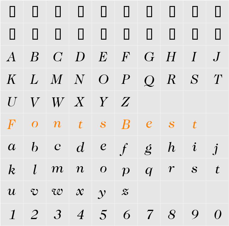 Caslon Character Map