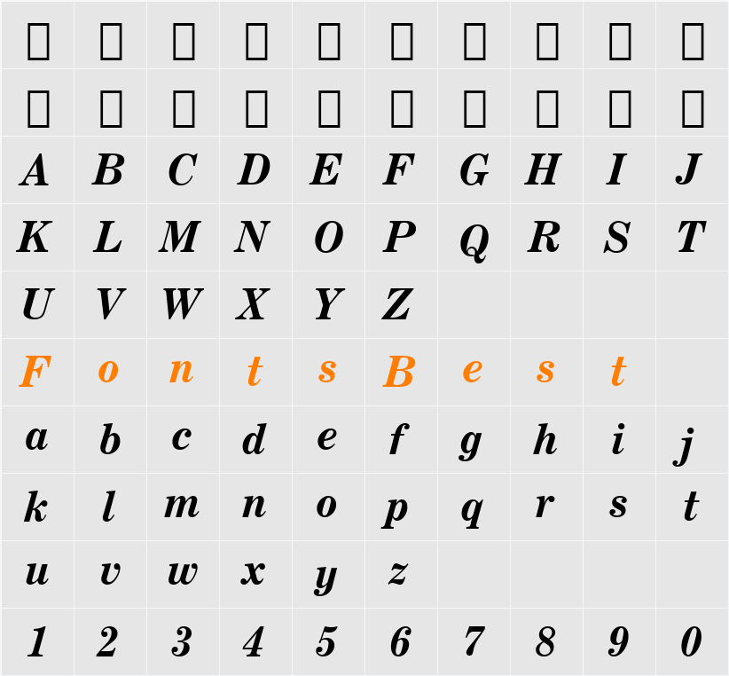 CenturyExpd BT Character Map