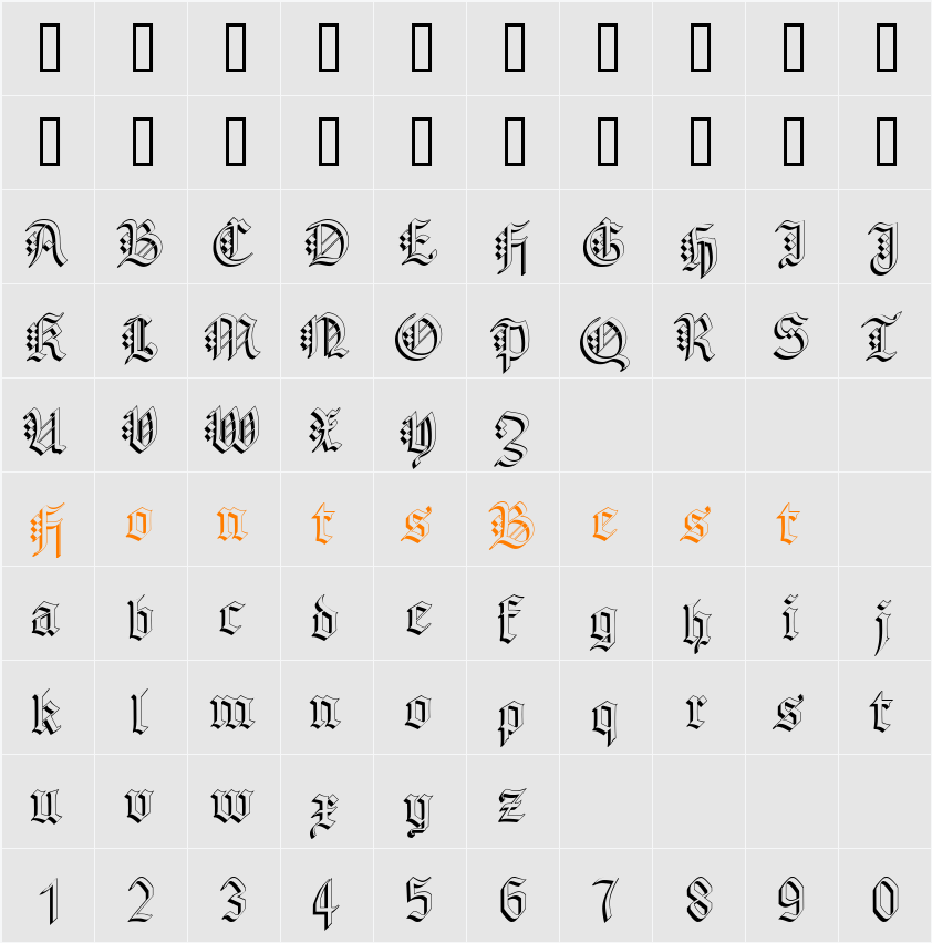 AlbertBetenbuchExtrude Character Map