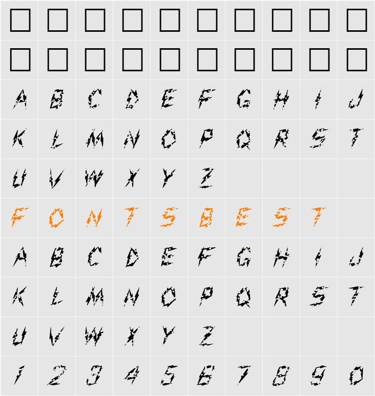 FZ UNIQUE 19 HOLEY Character Map