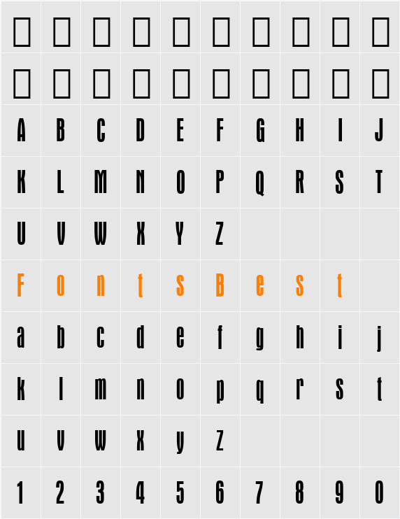 Aurora Cn BT Character Map