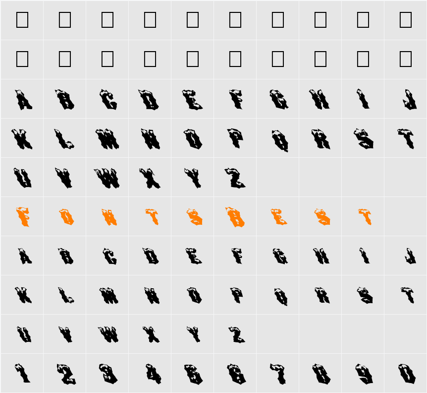 FZ WACKY 29 LEFTY Character Map