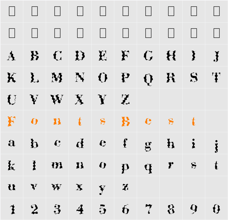 ABCTech Bodoni Wave Character Map