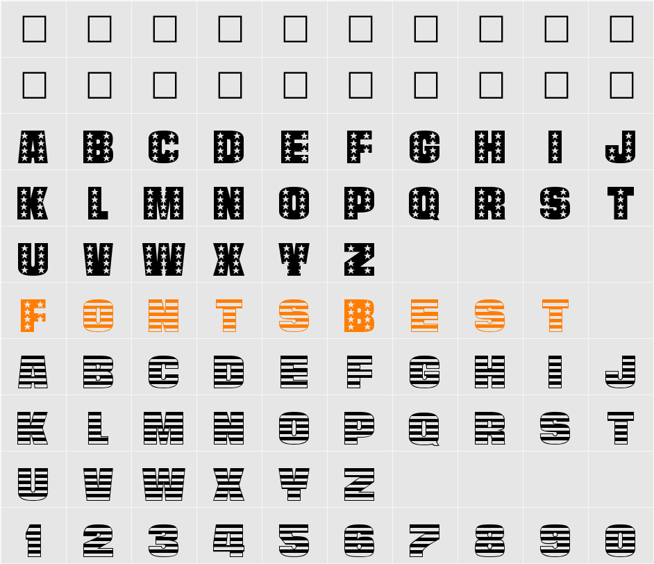 Americana Character Map