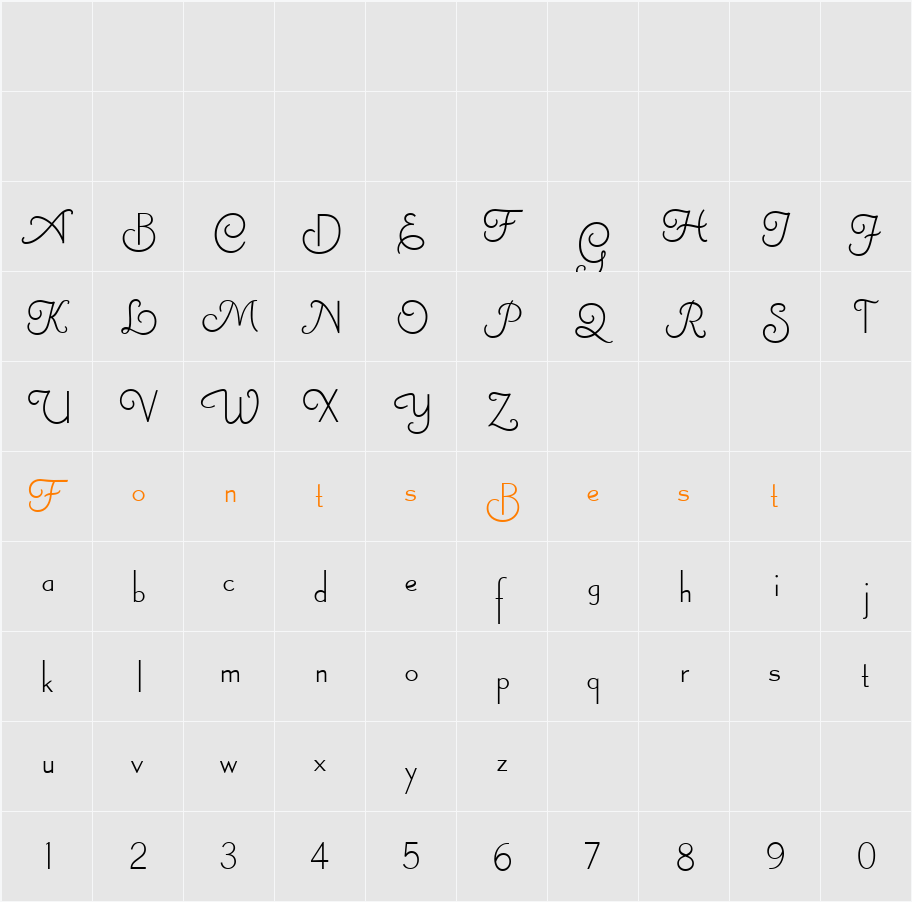 Canterbury Sans Swash RR Character Map