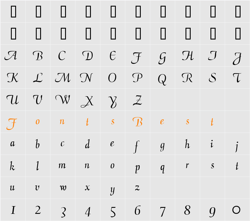 Aria Script Ssk Character Map