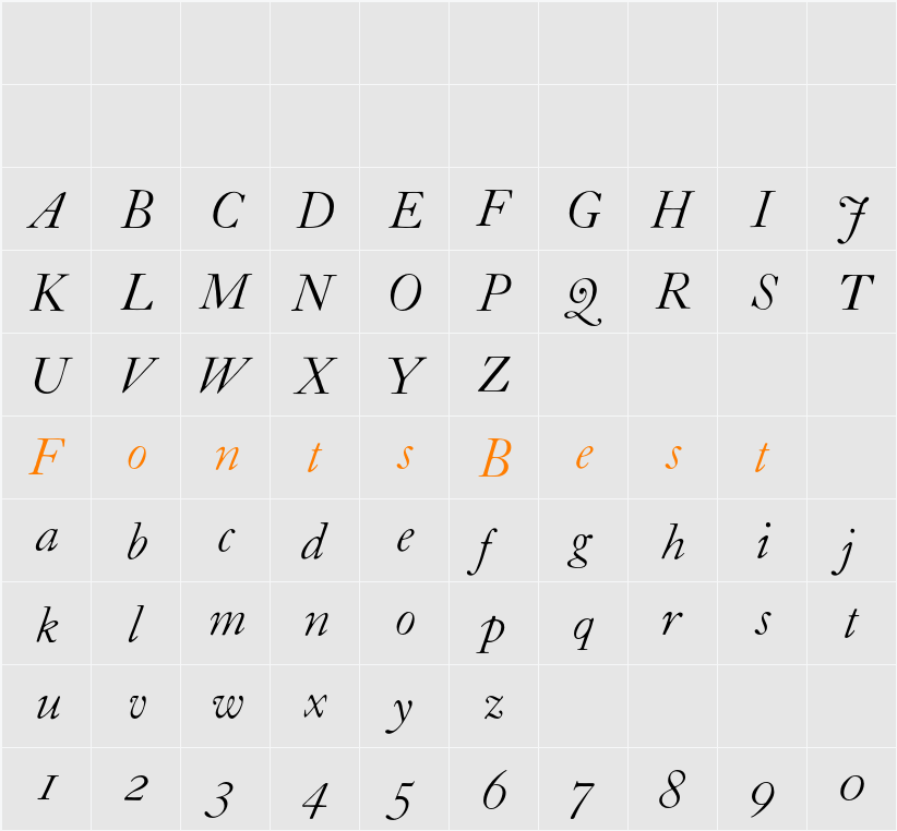 CaslonZH-Italic Character Map