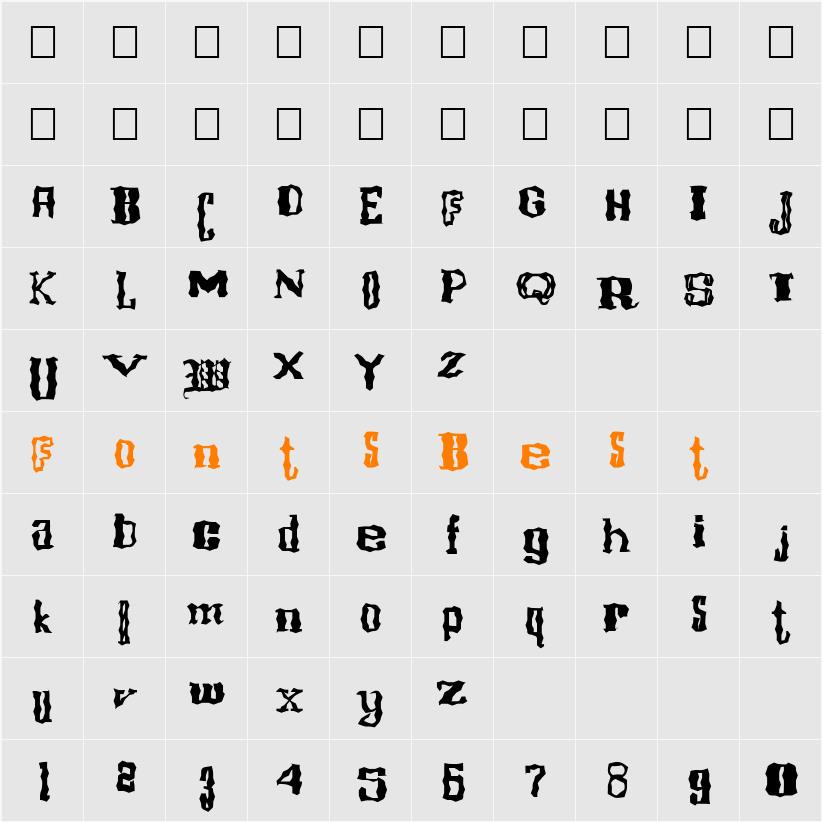 FZ WACKY 16 Character Map