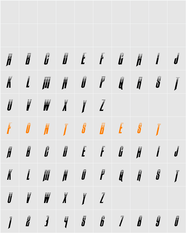 Butch & Sundance Two-Tone Italic Character Map