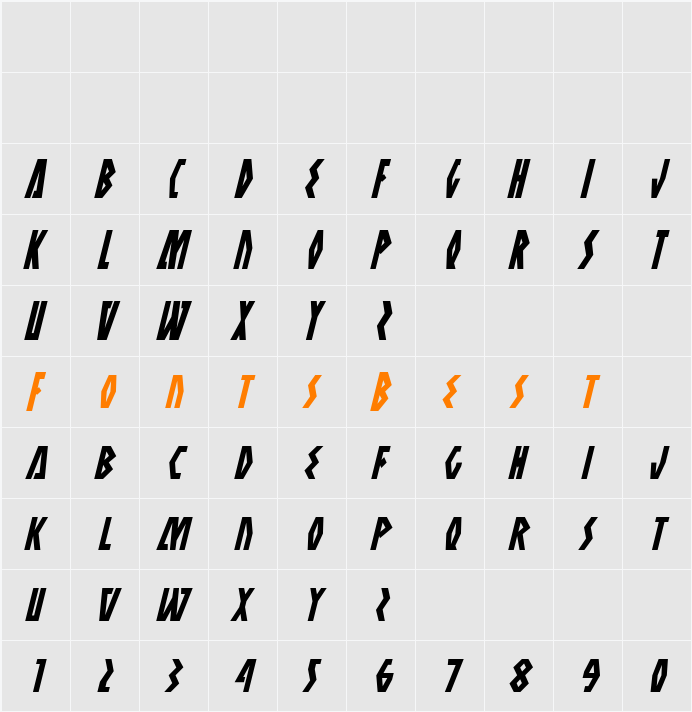 Antikythera Condensed Italic Character Map