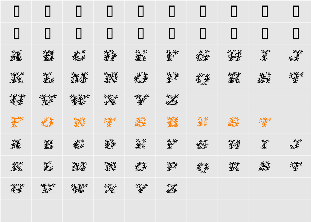 IvyDisplayCaps Character Map