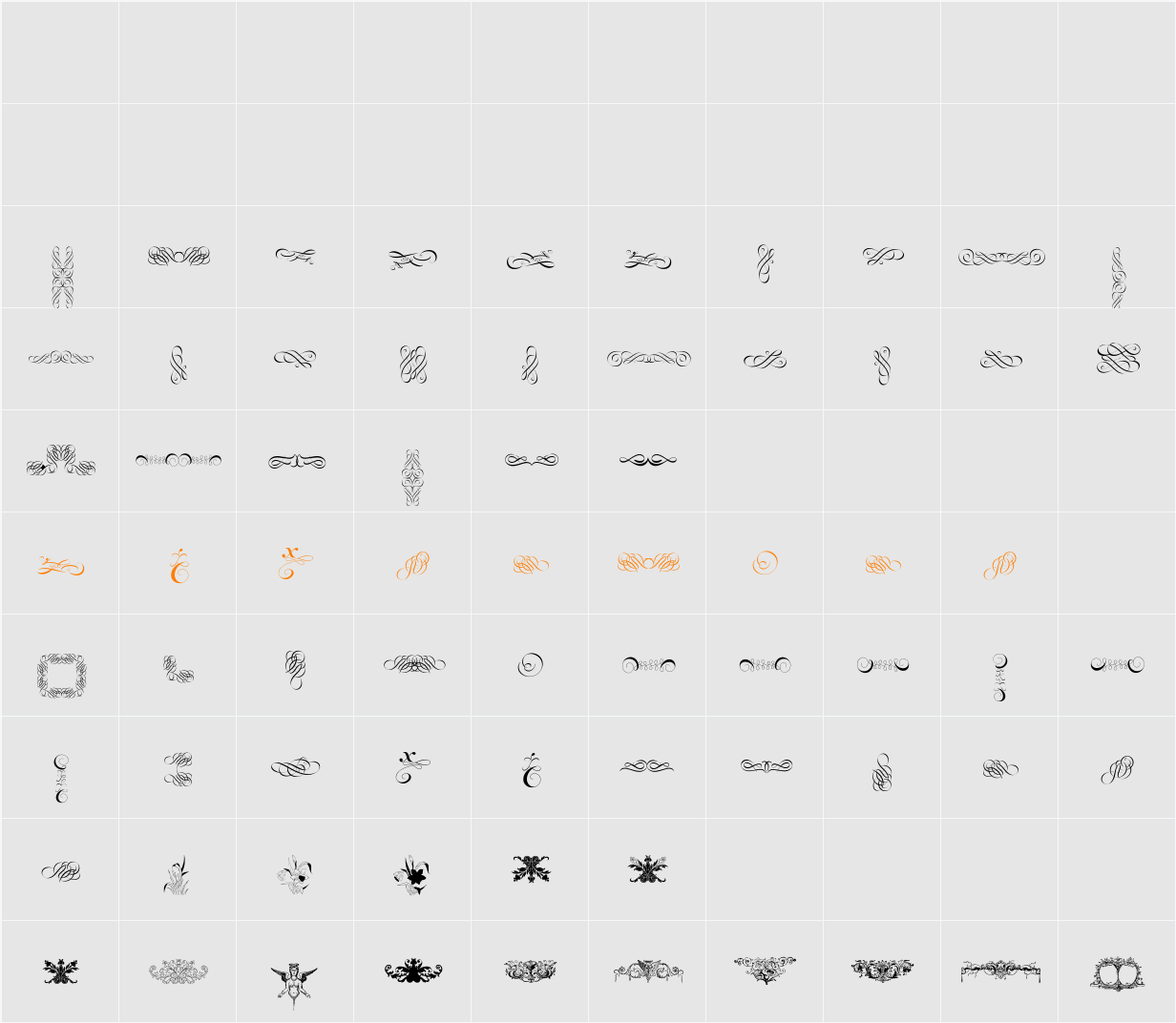 Cornucopia of Ornaments Character Map