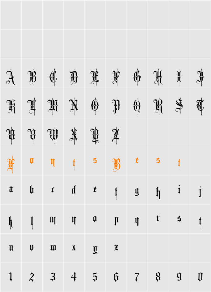 Minster No 4 Character Map