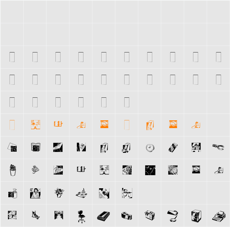 DF Industrials One Character Map