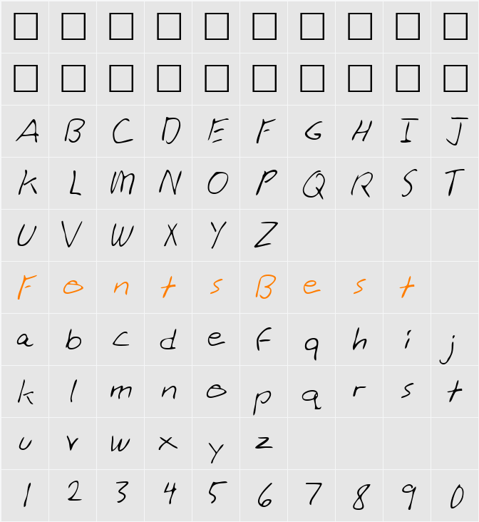 AlisonsHand Character Map