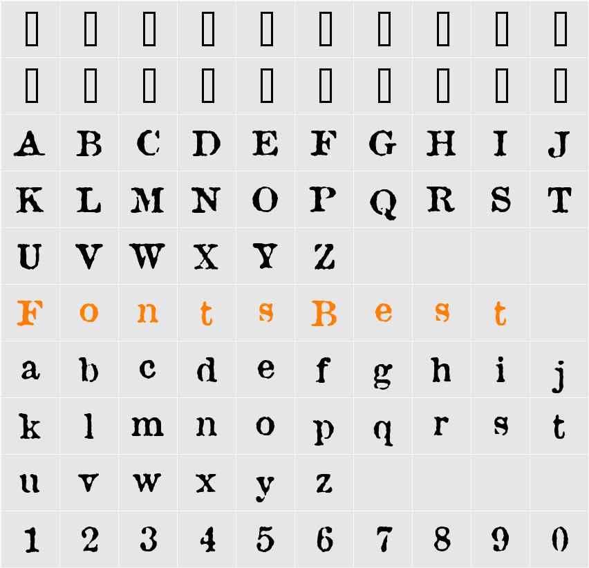 Antique Type Character Map