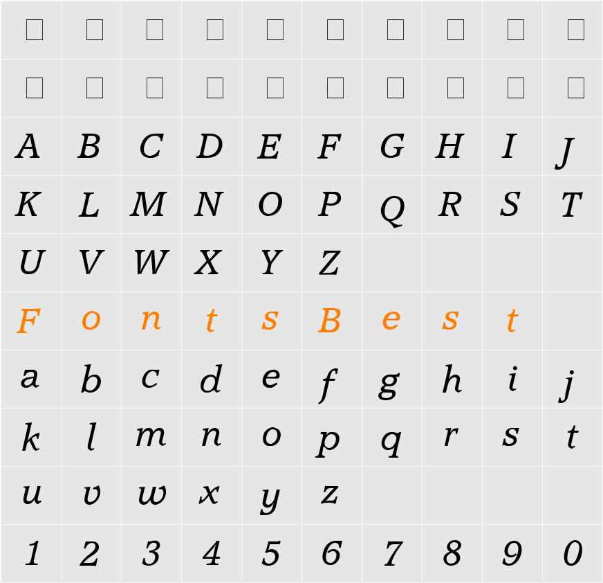 Conso Display SSi Character Map