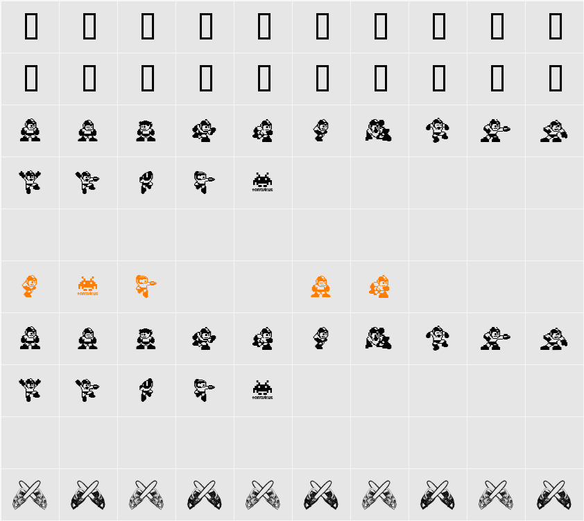 MegaMan2 Character Map