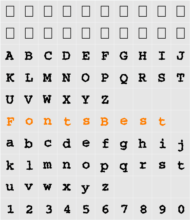 FZ WACKY 35 Character Map