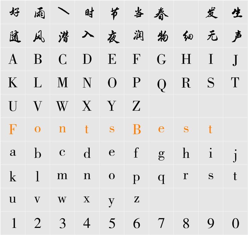 方正仿郭简体 Character Map