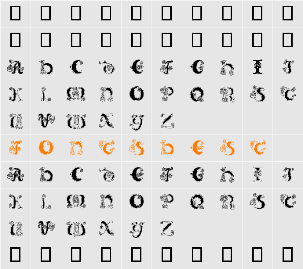 Celtic Knot Character Map