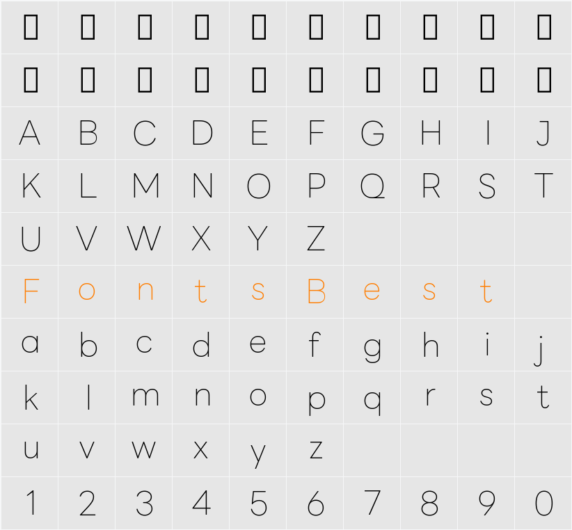 LINE Seed Sans KR Thin Character Map