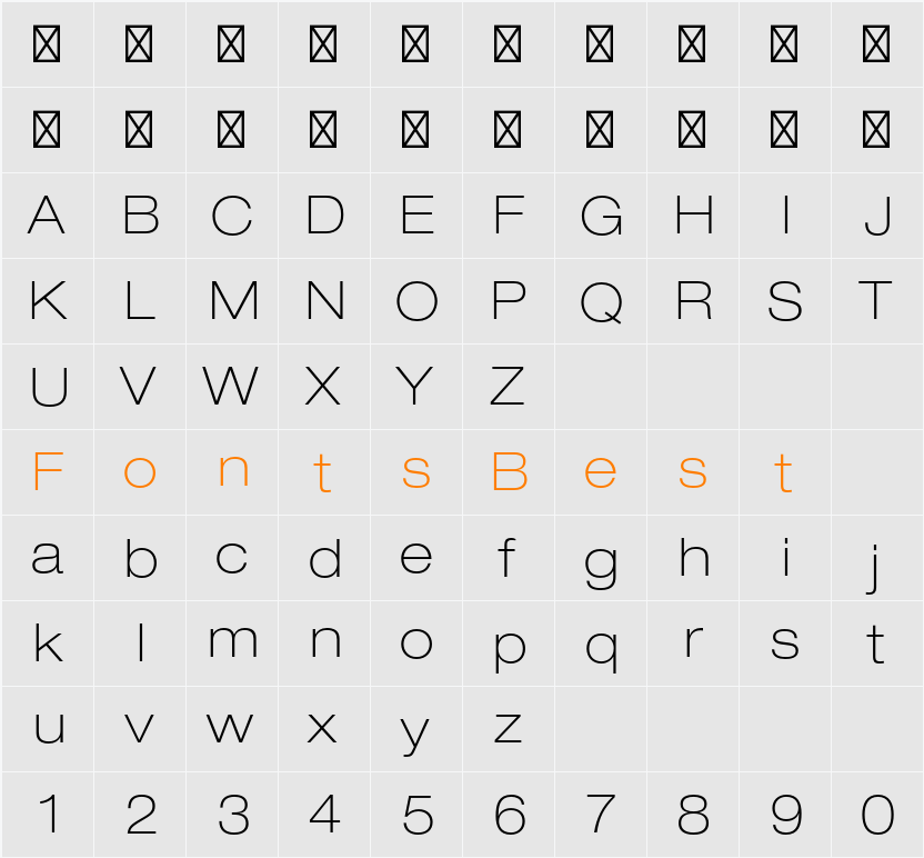 HelveticaNeueLT Std Thin Ext Character Map