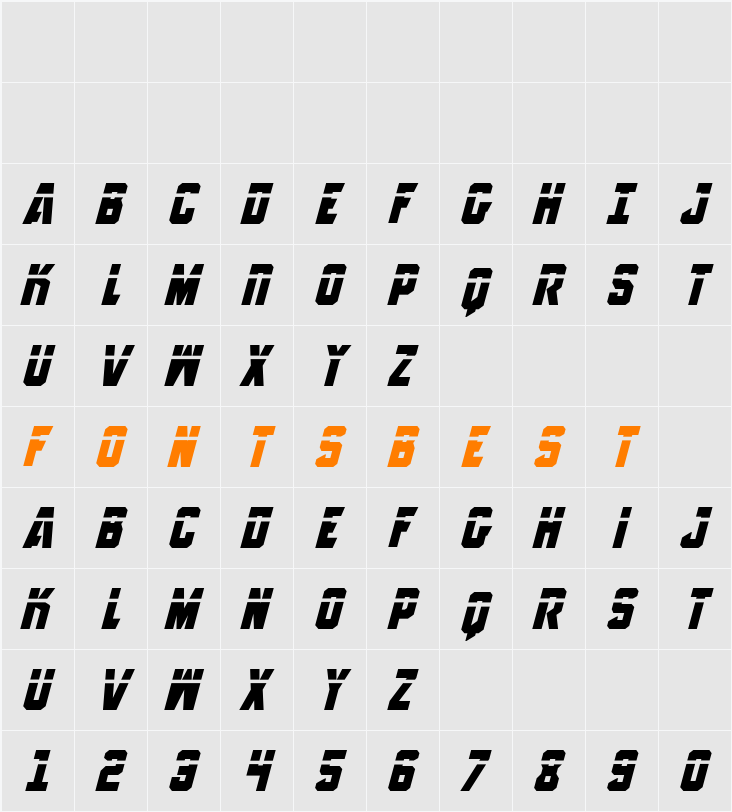 Anitlles Laser Italic Character Map