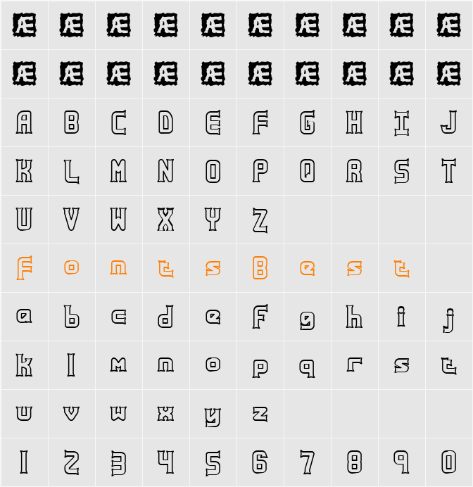 Ataxia Outline (BRK) Character Map