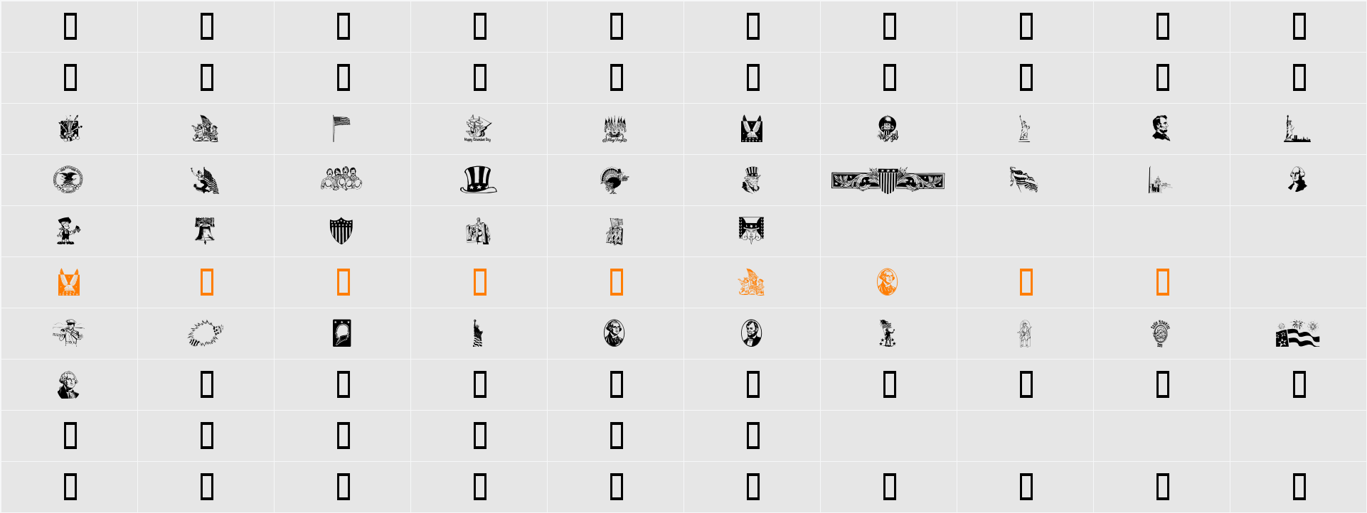 Americanic Character Map