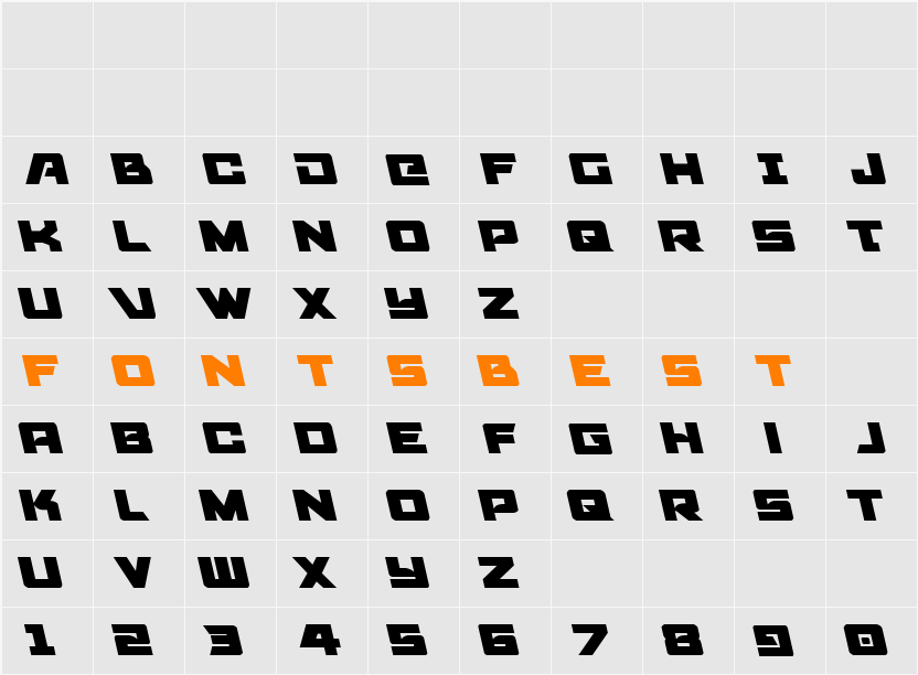 Aircruiser Leftalic Character Map