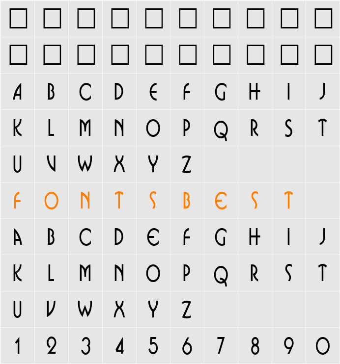 BusinkoSqueezed Character Map