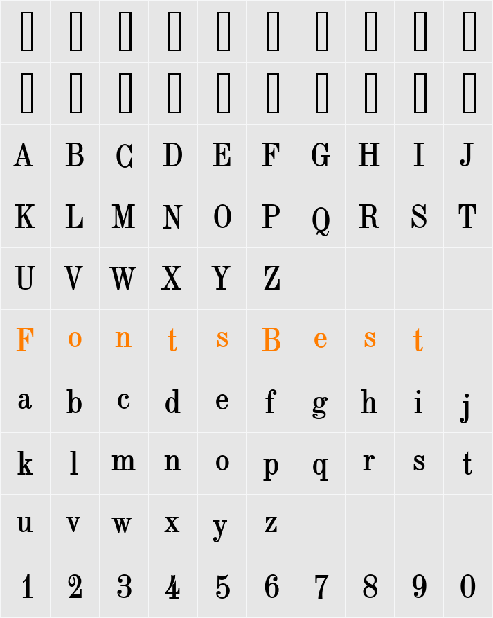 Indy 17 Character Map