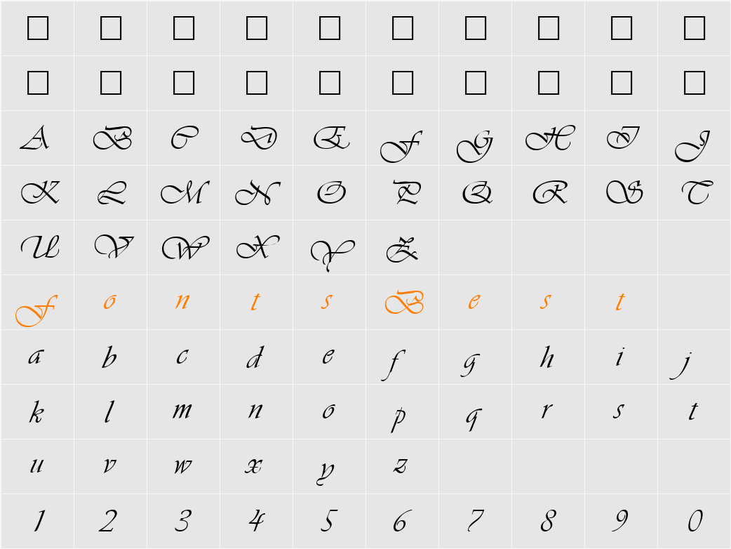 FZ SCRIPT 26 Character Map